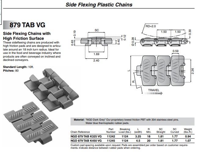 Поворотные термопластичные цепи и звезды 11012а System plast