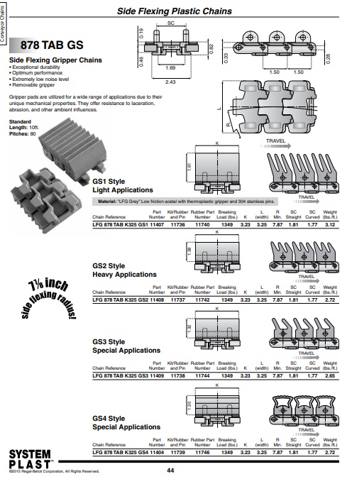 Поворотные термопластичные цепи и звезды 11012а System plast